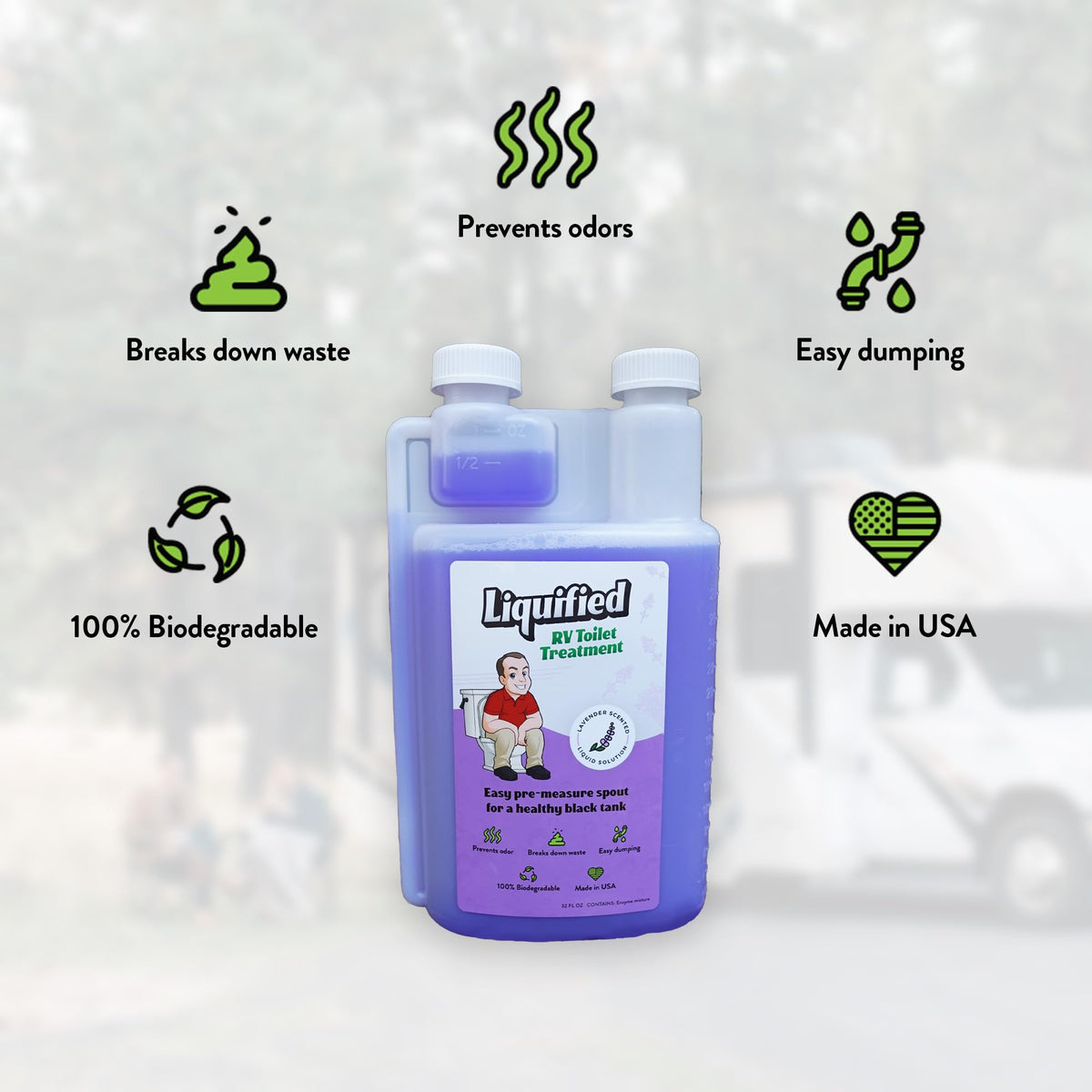 Close-up of Liquified bottle texture and dispensing cap, demonstrating easy-pour convenience