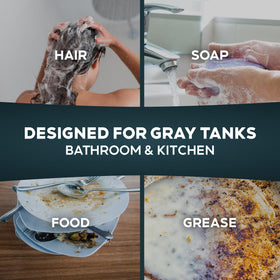 Liquified RV Toilet Treatment being applied to RV toilet for reduced clogs benefit