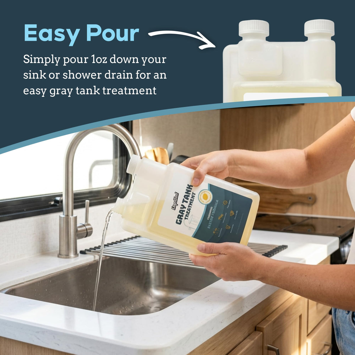 Liquified RV Toilet Treatment cleaned tank interior after treatment for odor control