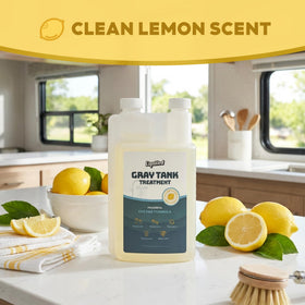 Liquified RV Toilet Treatment droplet texture highlighting enzyme strength benefit