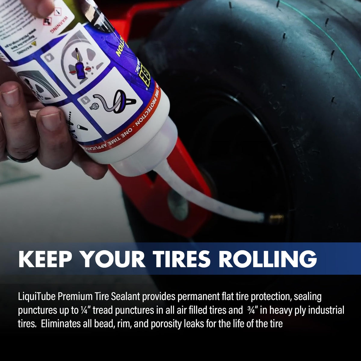 LiQuiTube sealant texture close-up highlighting viscous formula and sealing action