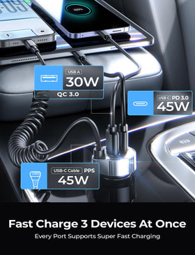 LISEN plugged into vehicle dashboard, powering devices while driving for uninterrupted use