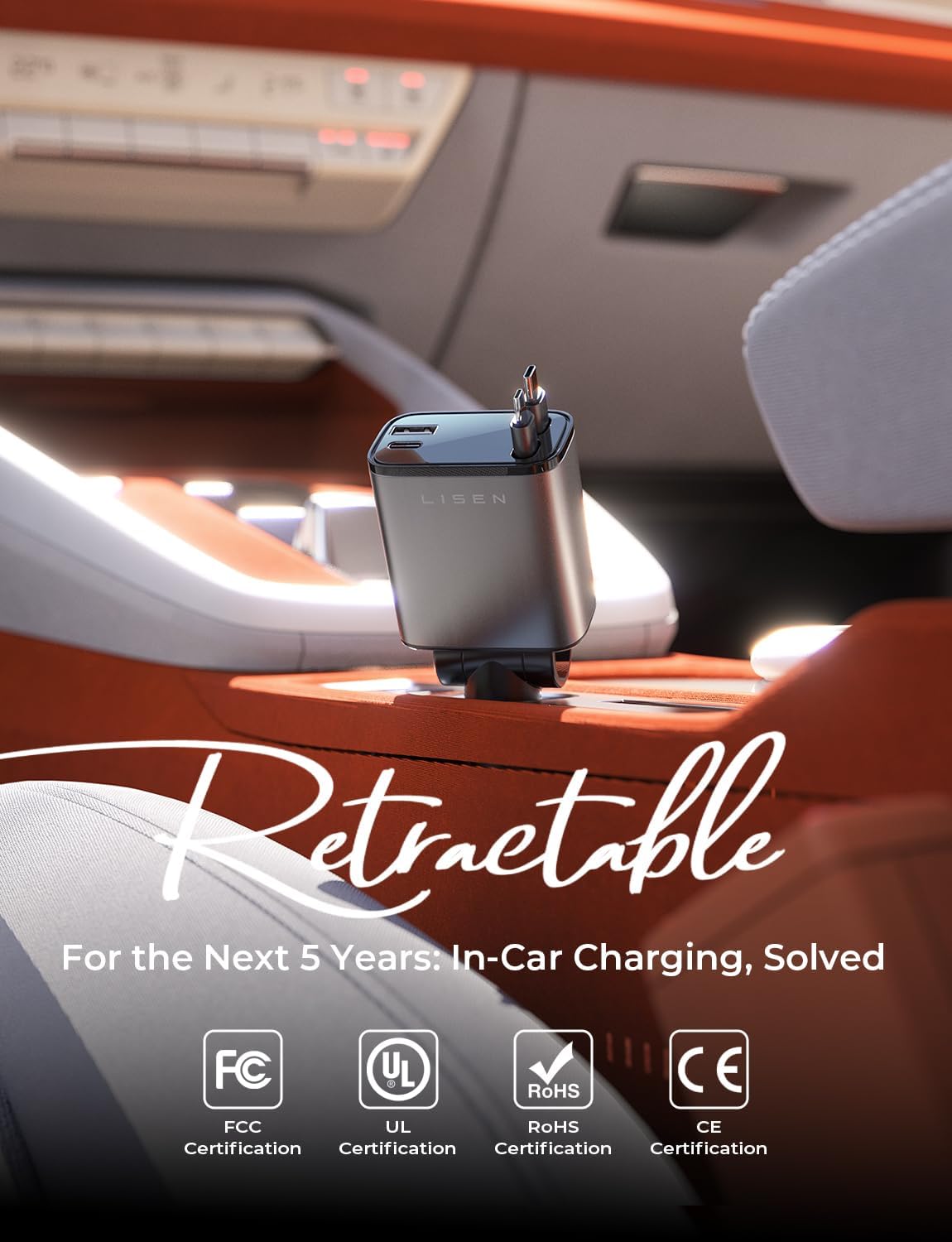 LISEN dual retractable cables extended reaching passenger device easily