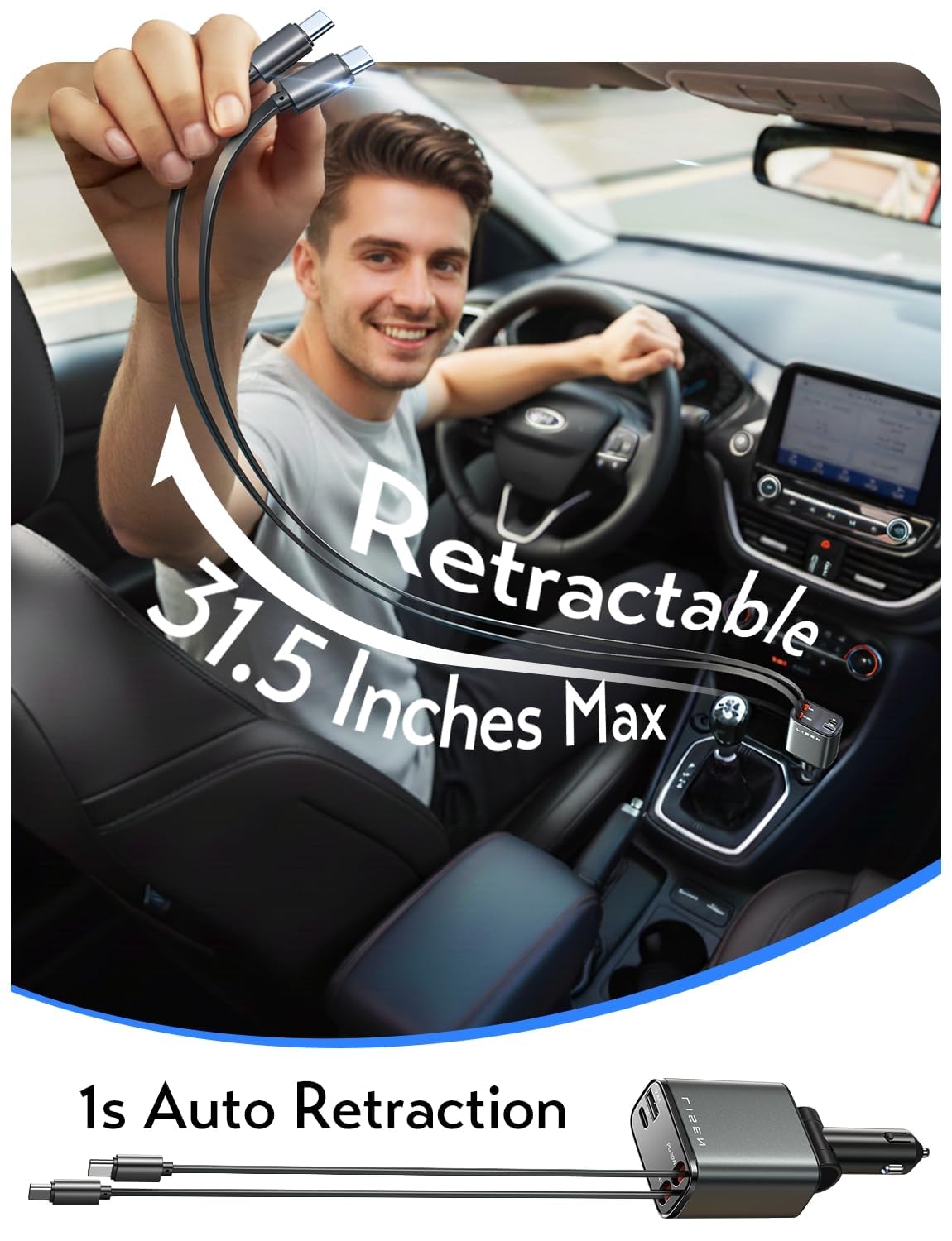 LISEN rotated 180 degrees to fit around cupholder and console neatly