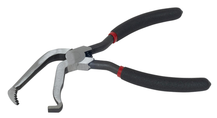 Lisle disconnect pliers front view showing angled tip for safe connector release