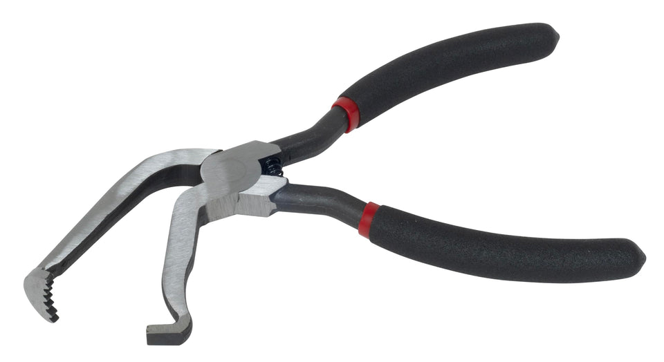 Lisle disconnect pliers front view showing angled tip for safe connector release