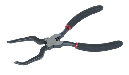 Lisle 37990 front view showing narrow knurled tips and dual-material grips for secure connector removal