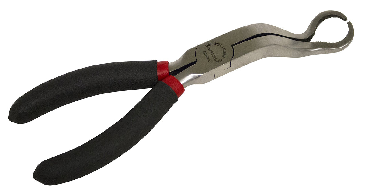 Lisle 51420 pliers front view showing jaw and 5/8 inch opening for safe boot removal