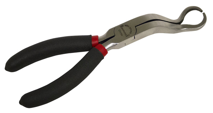 Lisle 51420 pliers front view showing jaw and 5/8 inch opening for safe boot removal