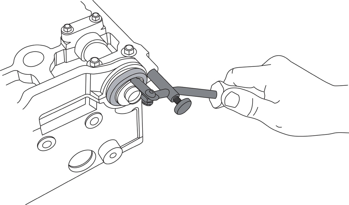 Lisle 58430 close-up of adjustable hook and push rod protecting shaft
