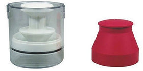 Lisle Handy Packer front view showing compact body and cap benefit: controlled grease containment