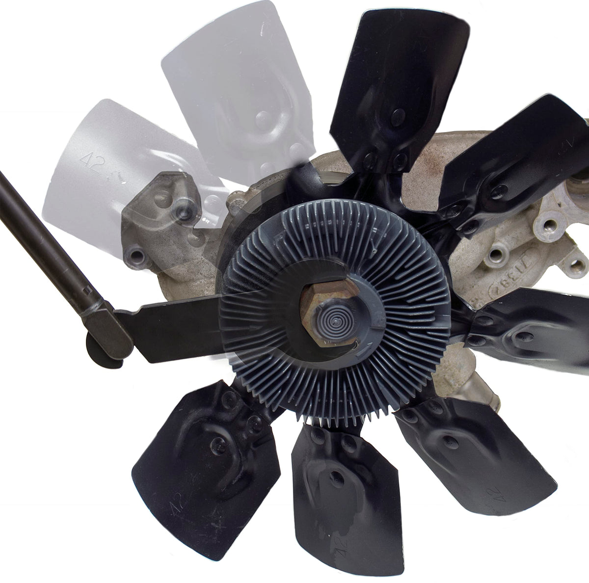 Lisle wrench in use on an engine fan clutch demonstrating faster removal