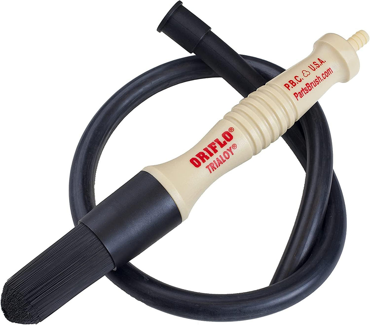 Lisle Oriflo brush front view showing handle and bristles for secure grip