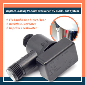 Lisnhlin valve installed on RV black tank flush line demonstrating anti-backflow benefit