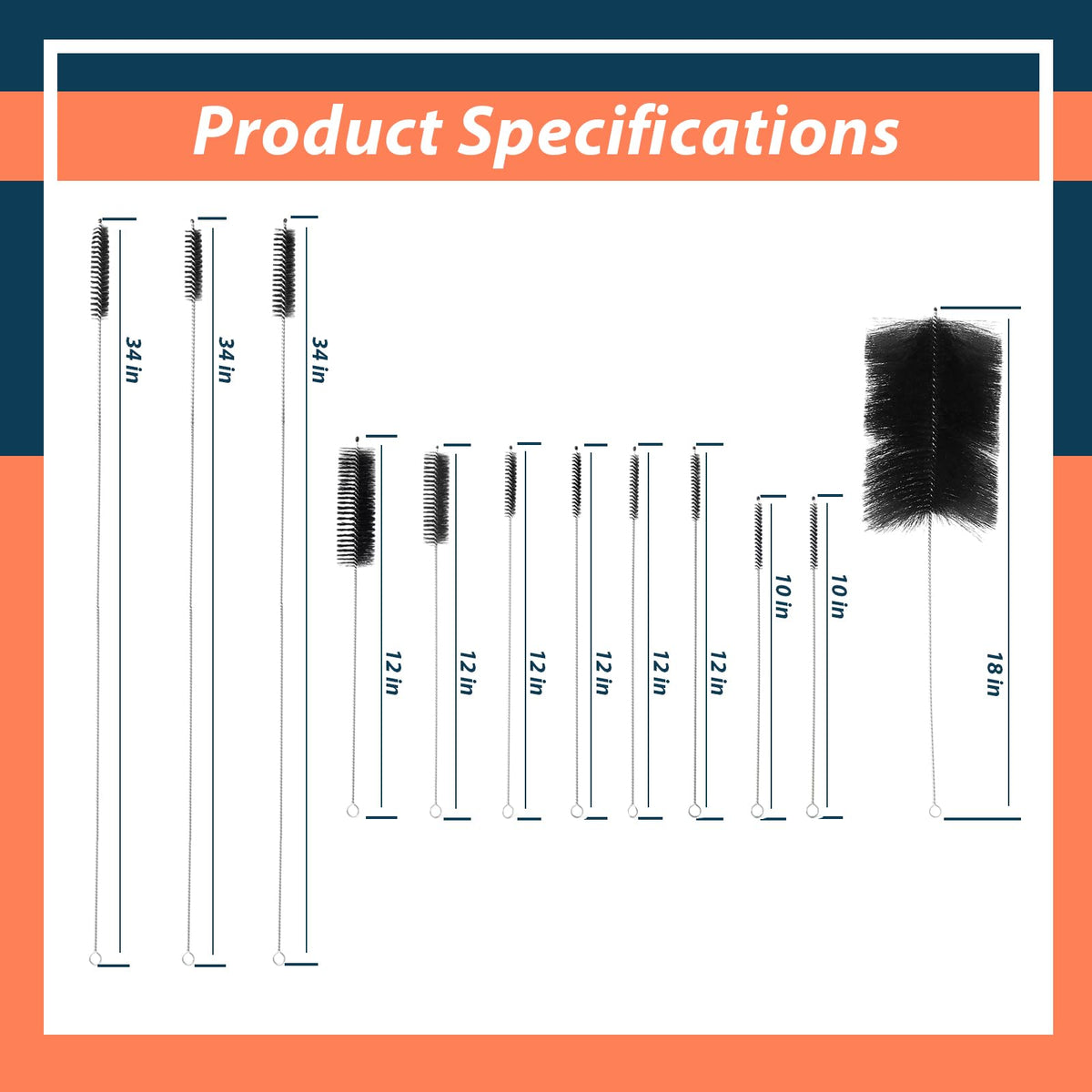 Lisnhlin long-handle reach demonstrating a 34-inch brush accessing deep engine areas