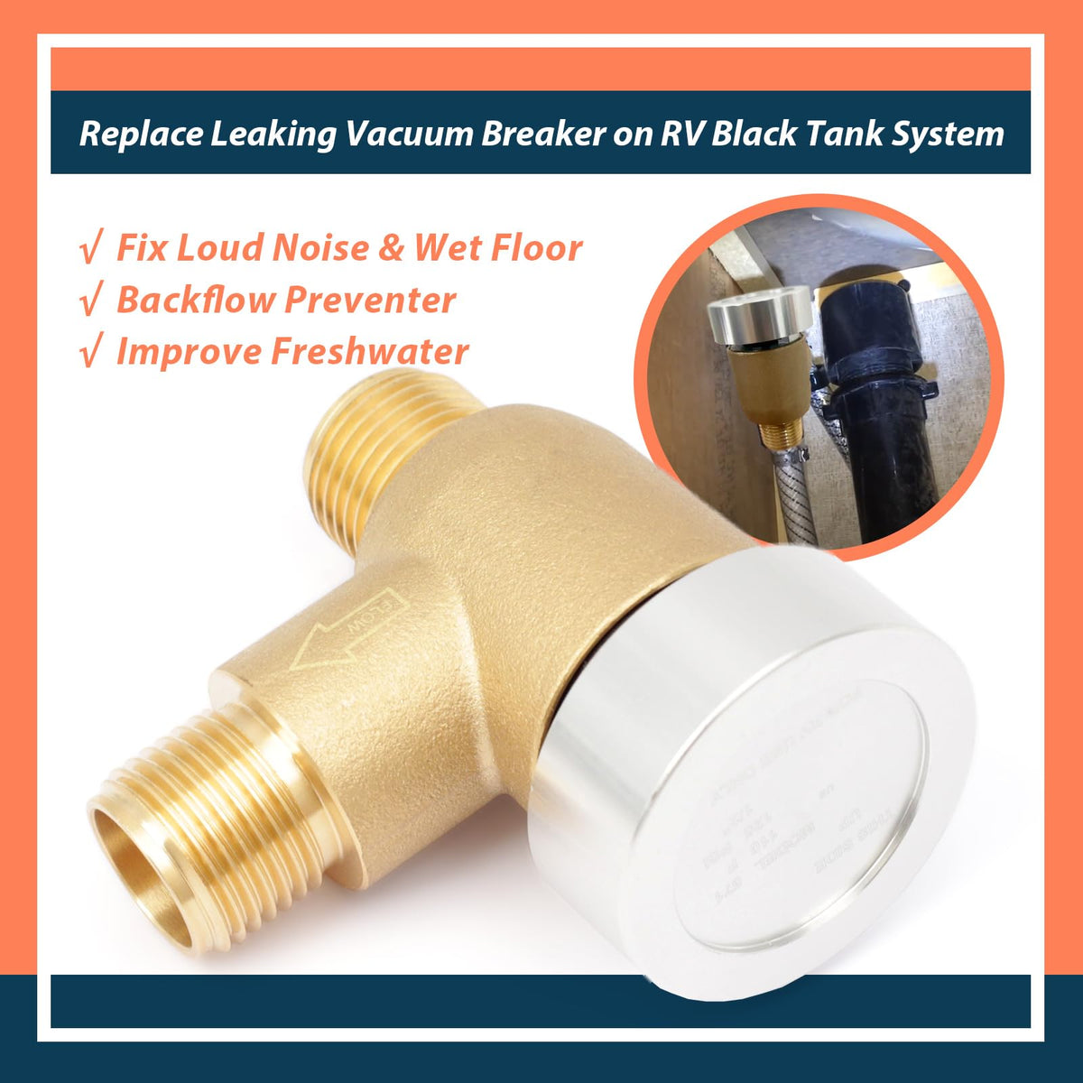 Lisnhlin side profile showing compact valve size for tight RV installations