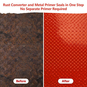 LISRUX being brushed onto metal showing easy application and adhesion