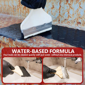LISRUX rinsing tools under water showing easy cleanup and low VOC benefit
