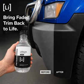 Lithium Auto Elixirs bottle in hand for scale showing 16 oz convenient size