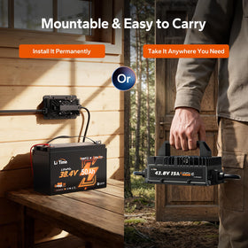 LiTime installed in an RV battery compartment for safe onboard charging