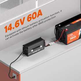 Litime charger size comparison with cinder block showing compact footprint benefit