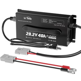 LiTime front panel view showing compact charger and controls for fast charging