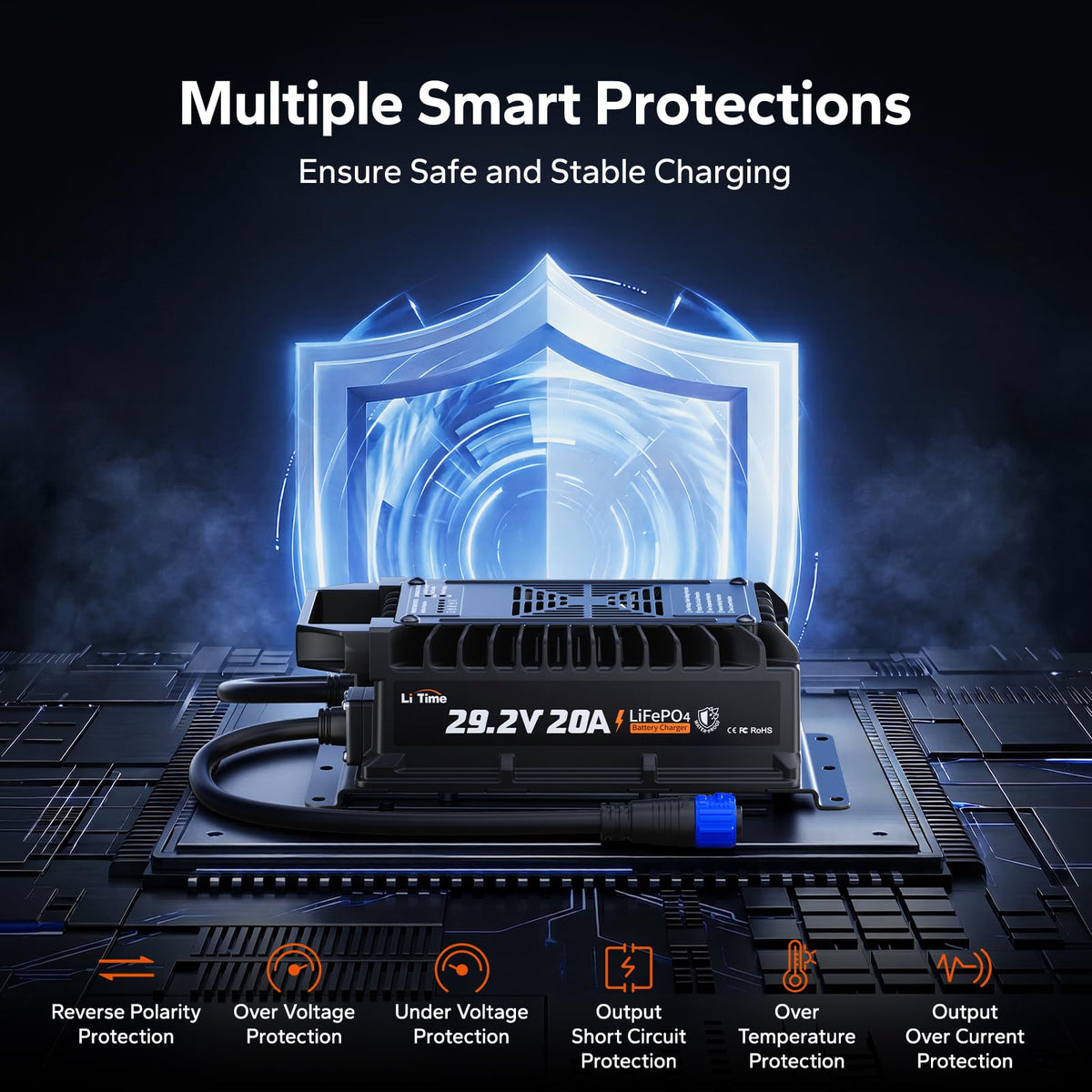 Litime charger installed on a boat stern offering waterproof charging confidence