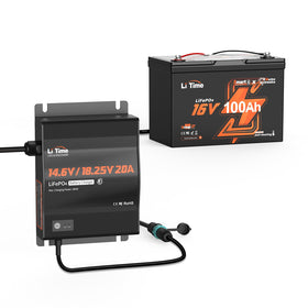 LiTime boxed with manual showing included accessories and ready-to-install benefit