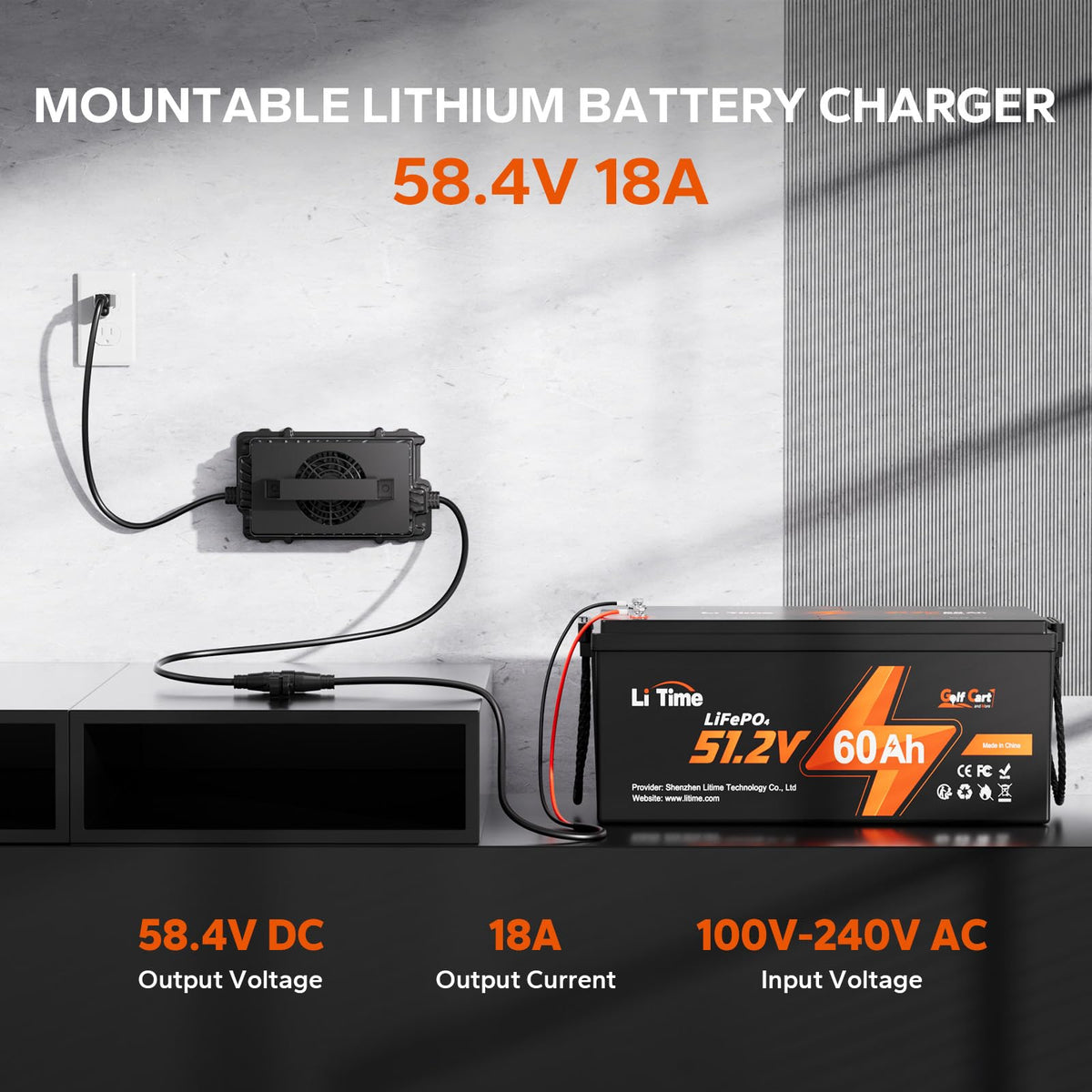 LiTime die-cast housing side profile offering rugged durability