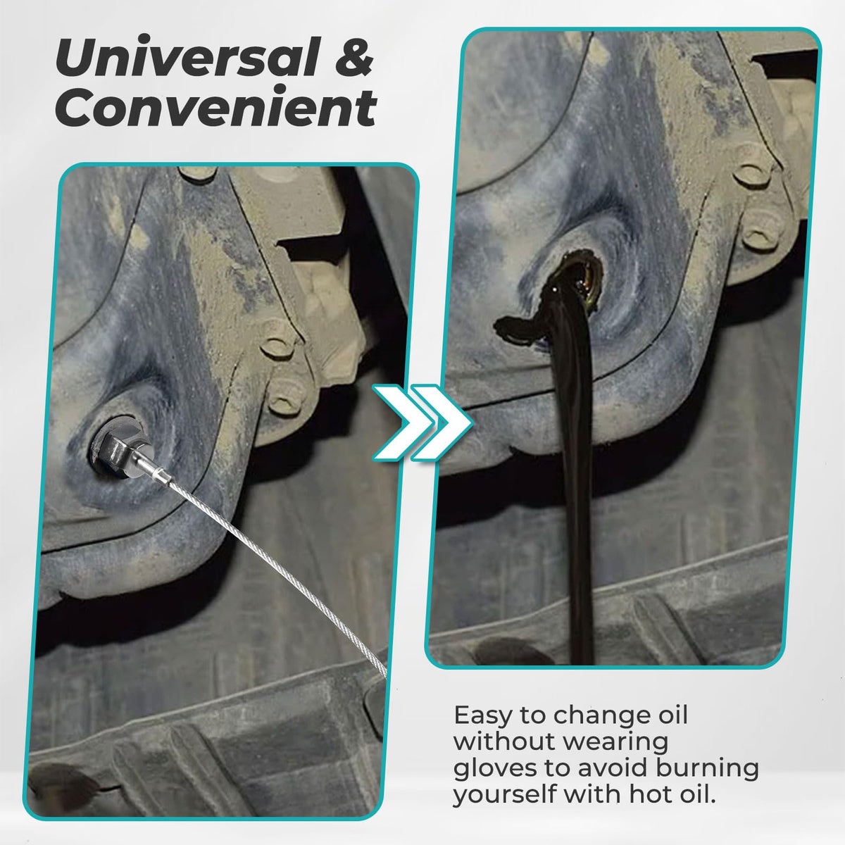 LitKiwi funnel guiding oil into a drain pan to prevent spills