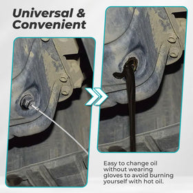 LitKiwi funnel guiding oil into a drain pan to prevent spills