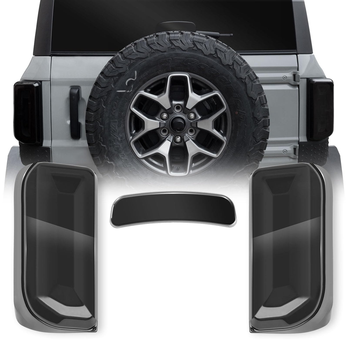 LitMiRaCle front view of smoky tail light covers showing clean fit and improved styling