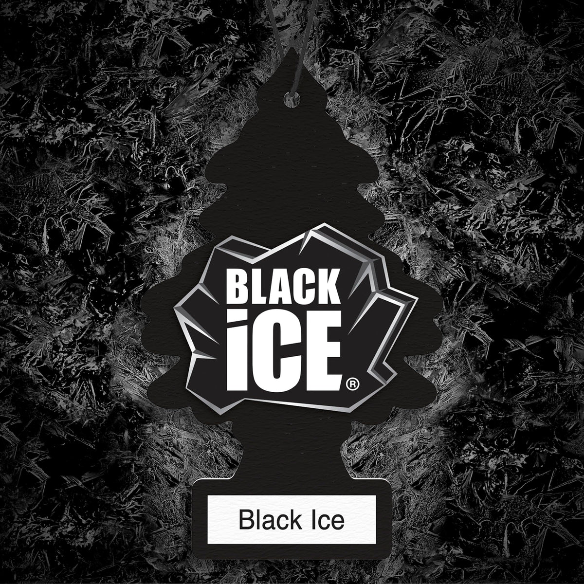 LITTLE TREES Black Ice hanging from a rearview mirror providing steady fragrance