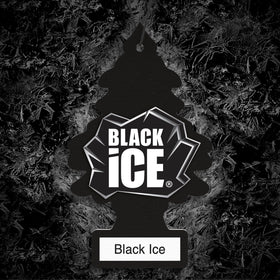 LITTLE TREES Black Ice hanging from a rearview mirror providing steady fragrance