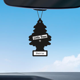 LITTLE TREES Black Ice material detail illustrating durable, scent-holding paper