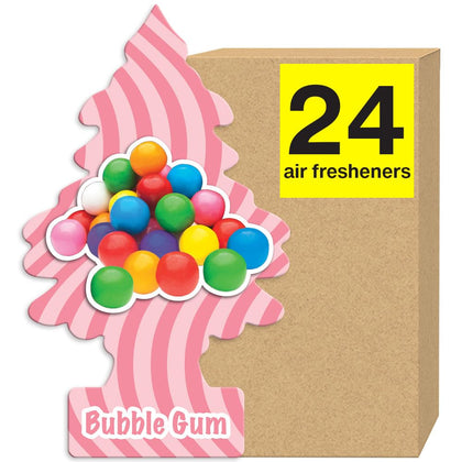 LITTLE TREES front packaging showing 24 Bubble Gum air fresheners for convenience