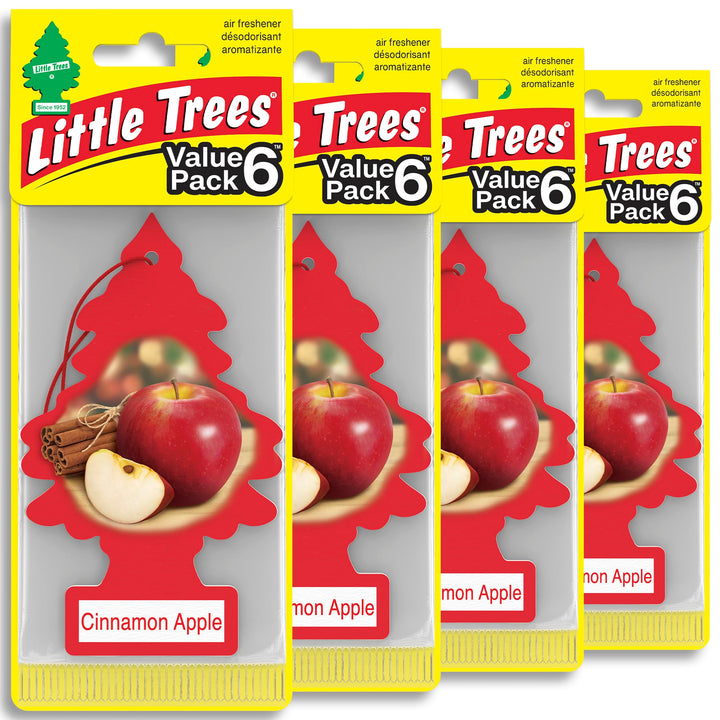 LITTLE TREES pack front showing Cinnamon Apple scent and 24 count benefit