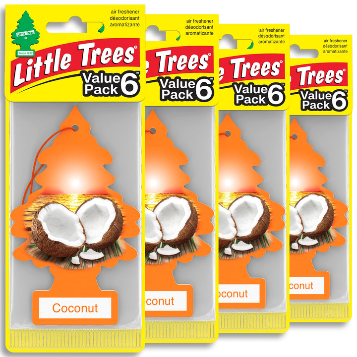 LITTLE TREES front packaging showing 24 coconut air fresheners, convenient bulk supply