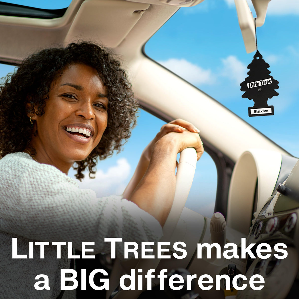 LITTLE TREES label and back panel showing fragrance notes and safety details for informed use