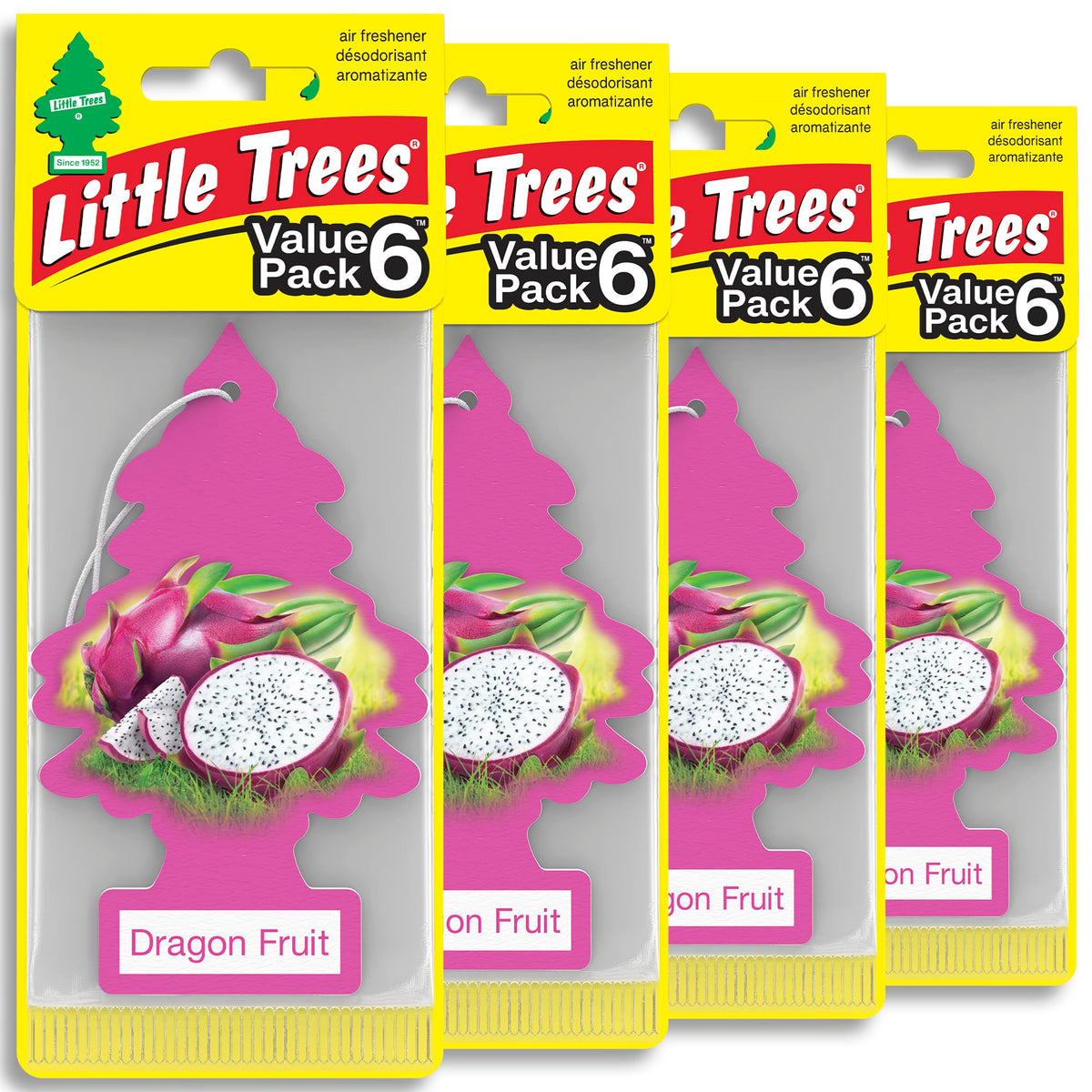 LITTLE TREES front packaging displaying 24 Dragon Fruit hangers for easy restocking