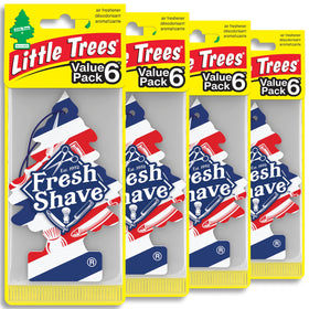 LITTLE TREES front packaging showing 24 Fresh Shave trees and product benefit
