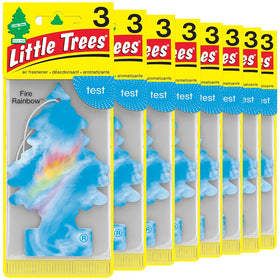 LITTLE TREES front packaging showing Fire Rainbow scent and benefit of vibrant aroma