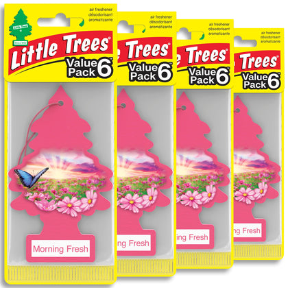 LITTLE TREES front packaging showing 24 Morning Fresh air fresheners, clear supply