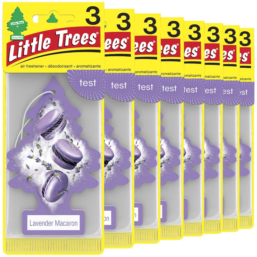 LITTLE TREES front packaging showing Lavender Macaron scent and 24 count benefit