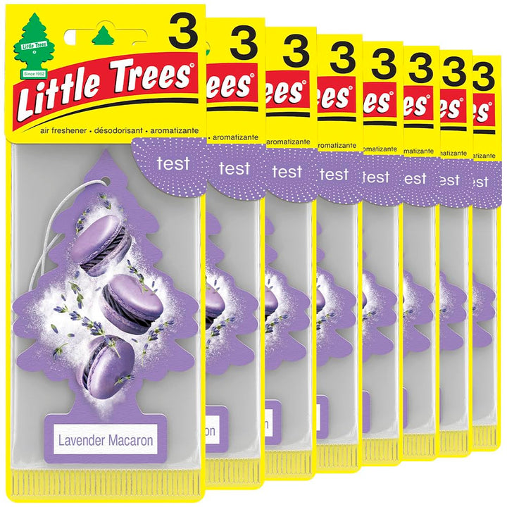LITTLE TREES front packaging showing Lavender Macaron scent and 24 count benefit