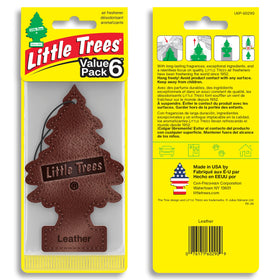 LITTLE TREES close-up of single leather hanging tree showing shape and easy hang string