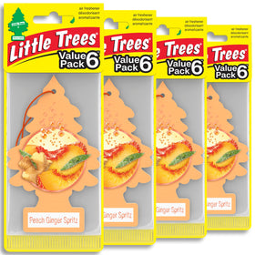 LITTLE TREES front pack view showing 24 trees and bright peach-ginger design for convenience