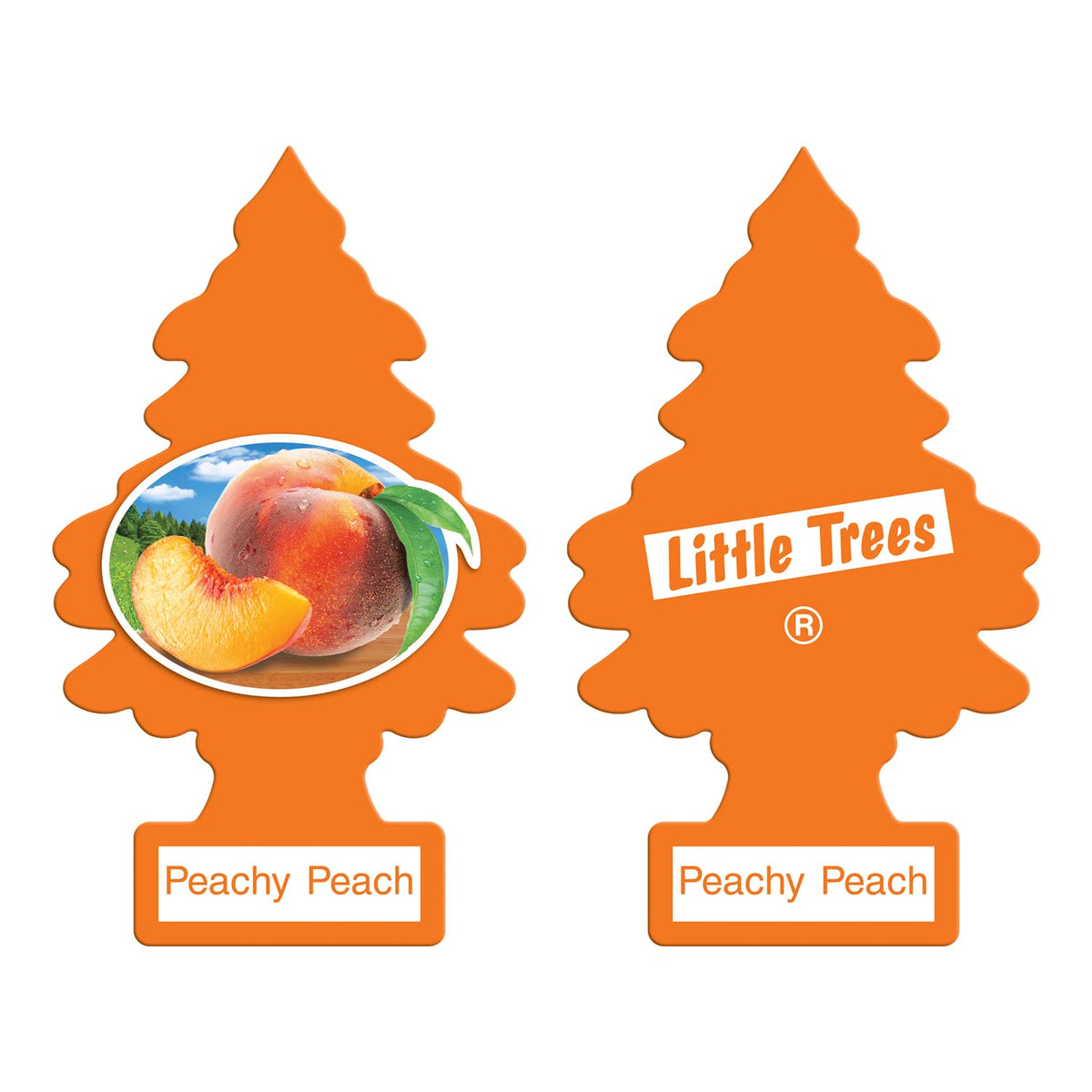 Little Trees hanging from a car mirror providing fresh peach aroma