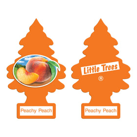 Little Trees hanging from a car mirror providing fresh peach aroma