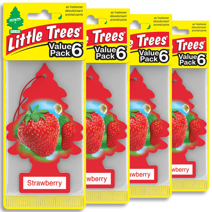 LITTLE TREES front packaging showing strawberry scent and 6-pack benefit